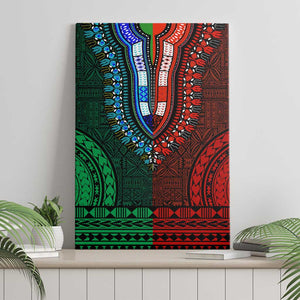 Green-red Dashiki and Tapa Pattern Canvas Wall Art Africa-Polynesia Together Culture