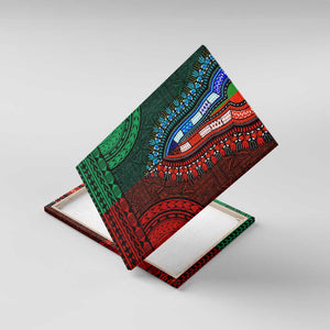 Green-red Dashiki and Tapa Pattern Canvas Wall Art Africa-Polynesia Together Culture