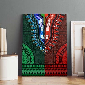 Green-red Dashiki and Tapa Pattern Canvas Wall Art Africa-Polynesia Together Culture