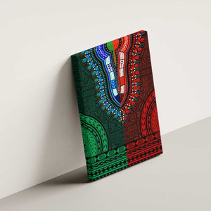 Green-red Dashiki and Tapa Pattern Canvas Wall Art Africa-Polynesia Together Culture