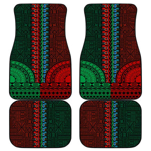 Green-red Dashiki and Tapa Pattern Car Mats Africa-Polynesia Together Culture