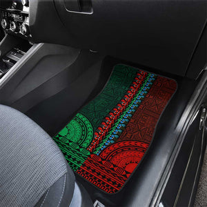 Green-red Dashiki and Tapa Pattern Car Mats Africa-Polynesia Together Culture