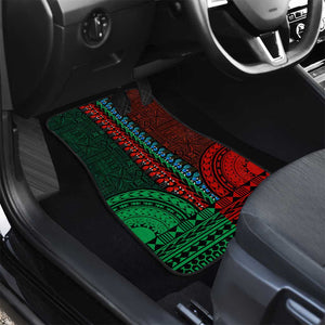 Green-red Dashiki and Tapa Pattern Car Mats Africa-Polynesia Together Culture