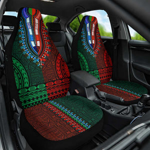 Green-red Dashiki and Tapa Pattern Car Seat Cover Africa-Polynesia Together Culture