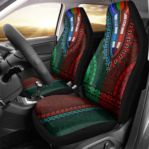 Green-red Dashiki and Tapa Pattern Car Seat Cover Africa-Polynesia Together Culture