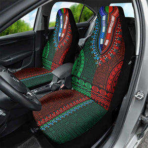 Green-red Dashiki and Tapa Pattern Car Seat Cover Africa-Polynesia Together Culture