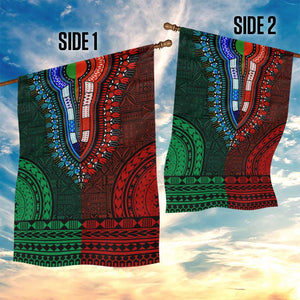 Green-red Dashiki and Tapa Pattern Garden Flag Africa-Polynesia Together Culture