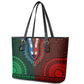 Green-red Dashiki and Tapa Pattern Leather Tote Bag Africa-Polynesia Together Culture