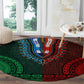 Green-red Dashiki and Tapa Pattern Round Carpet Africa-Polynesia Together Culture