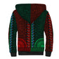 Green-red Dashiki and Tapa Pattern Sherpa Hoodie Africa-Polynesia Together Culture