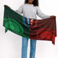 Green-red Dashiki and Tapa Pattern Simple Headwrap Africa and Polynesia Together Culture