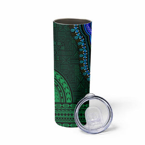 Green-red Dashiki and Tapa Pattern Skinny Tumbler Africa-Polynesia Together Culture