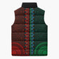 Green-red Dashiki and Tapa Pattern Sleeveless Puffer Jacket Africa-Polynesia Together Culture