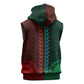 Green-red Dashiki and Tapa Pattern Sleeveless Zip Hoodie Africa-Polynesia Together Culture - African Pride