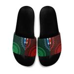 Green-red Dashiki and Tapa Pattern Slide Sandals Africa-Polynesia Together Culture