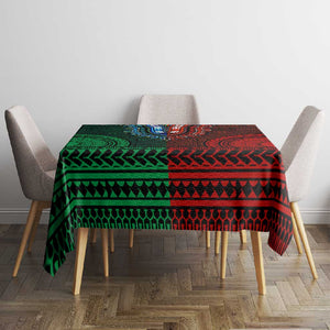 Green-red Dashiki and Tapa Pattern Tablecloth Africa-Polynesia Together Culture