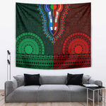 Green-red Dashiki and Tapa Pattern Tapestry Africa-Polynesia Together Culture