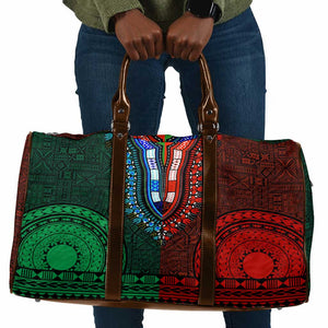 Green-red Dashiki and Tapa Pattern Travel Bag Africa-Polynesia Together Culture