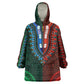 Green-red Dashiki and Tapa Pattern Wearable Blanket Hoodie Africa-Polynesia Together Culture