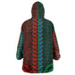Green-red Dashiki and Tapa Pattern Wearable Blanket Hoodie Africa-Polynesia Together Culture