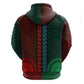 Green-red Dashiki and Tapa Pattern Zip Hoodie Africa-Polynesia Together Culture