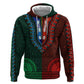 Green-red Dashiki and Tapa Pattern Zip Hoodie Africa-Polynesia Together Culture