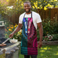 Teal-pink Dashiki and Tapa Pattern Apron Africa-Polynesia Together Culture