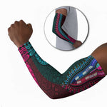 Teal-pink Dashiki and Tapa Pattern Arm Sleeves Africa-Polynesia Together Culture