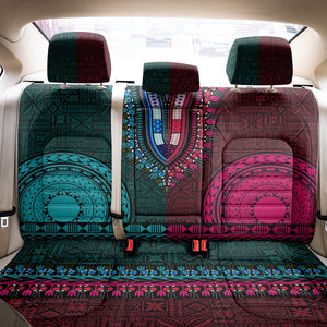 Teal-pink Dashiki and Tapa Pattern Back Car Seat Cover Africa-Polynesia Together Culture