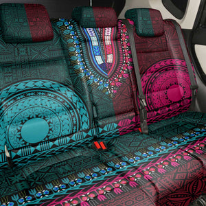 Teal-pink Dashiki and Tapa Pattern Back Car Seat Cover Africa-Polynesia Together Culture