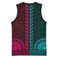 Teal-pink Dashiki and Tapa Pattern Basketball Jersey Africa-Polynesia Together Culture LT9
