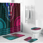 Teal-pink Dashiki and Tapa Pattern Bathroom Set Africa-Polynesia Together Culture