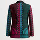 Teal-pink Dashiki and Tapa Pattern Blazer Africa-Polynesia Together Culture