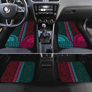 Teal-pink Dashiki and Tapa Pattern Car Mats Africa-Polynesia Together Culture