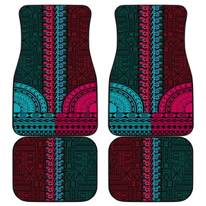 Teal-pink Dashiki and Tapa Pattern Car Mats Africa-Polynesia Together Culture