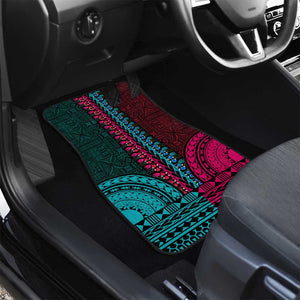 Teal-pink Dashiki and Tapa Pattern Car Mats Africa-Polynesia Together Culture