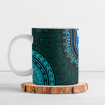 Teal-pink Dashiki and Tapa Pattern Ceramic Mug Africa-Polynesia Together Culture