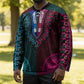 Teal-pink Dashiki and Tapa Pattern Hockey Jersey Africa-Polynesia Together Culture
