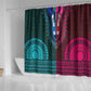 Teal-pink Dashiki and Tapa Pattern Shower Curtain Africa-Polynesia Together Culture