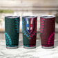 Teal-pink Dashiki and Tapa Pattern Tumbler Cup Africa-Polynesia Together Culture