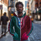 Teal-pink Dashiki and Tapa Pattern Zip Hoodie Africa-Polynesia Together Culture