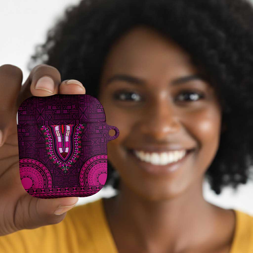 Pink Dashiki and Tapa Pattern AirPods Case Africa-Polynesia Together Culture