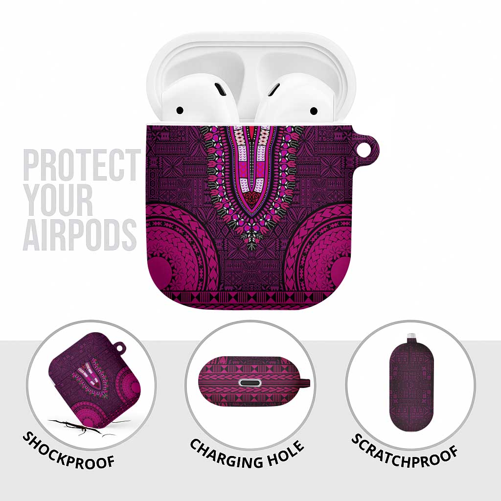 Pink Dashiki and Tapa Pattern AirPods Case Africa-Polynesia Together Culture