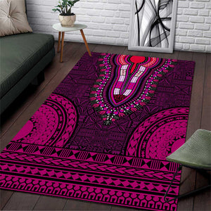 Pink Dashiki and Tapa Pattern Area Rug Africa-Polynesia Together Culture