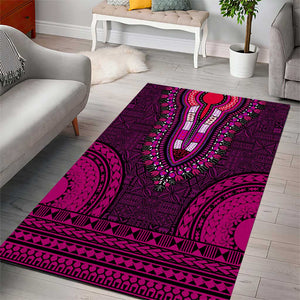 Pink Dashiki and Tapa Pattern Area Rug Africa-Polynesia Together Culture