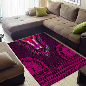 Pink Dashiki and Tapa Pattern Area Rug Africa-Polynesia Together Culture