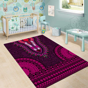 Pink Dashiki and Tapa Pattern Area Rug Africa-Polynesia Together Culture