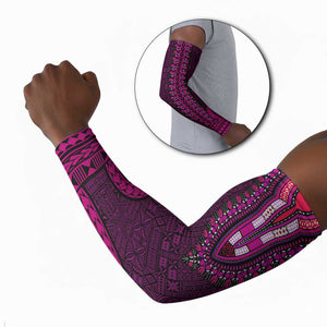 Pink Dashiki and Tapa Pattern Arm Sleeves Africa-Polynesia Together Culture