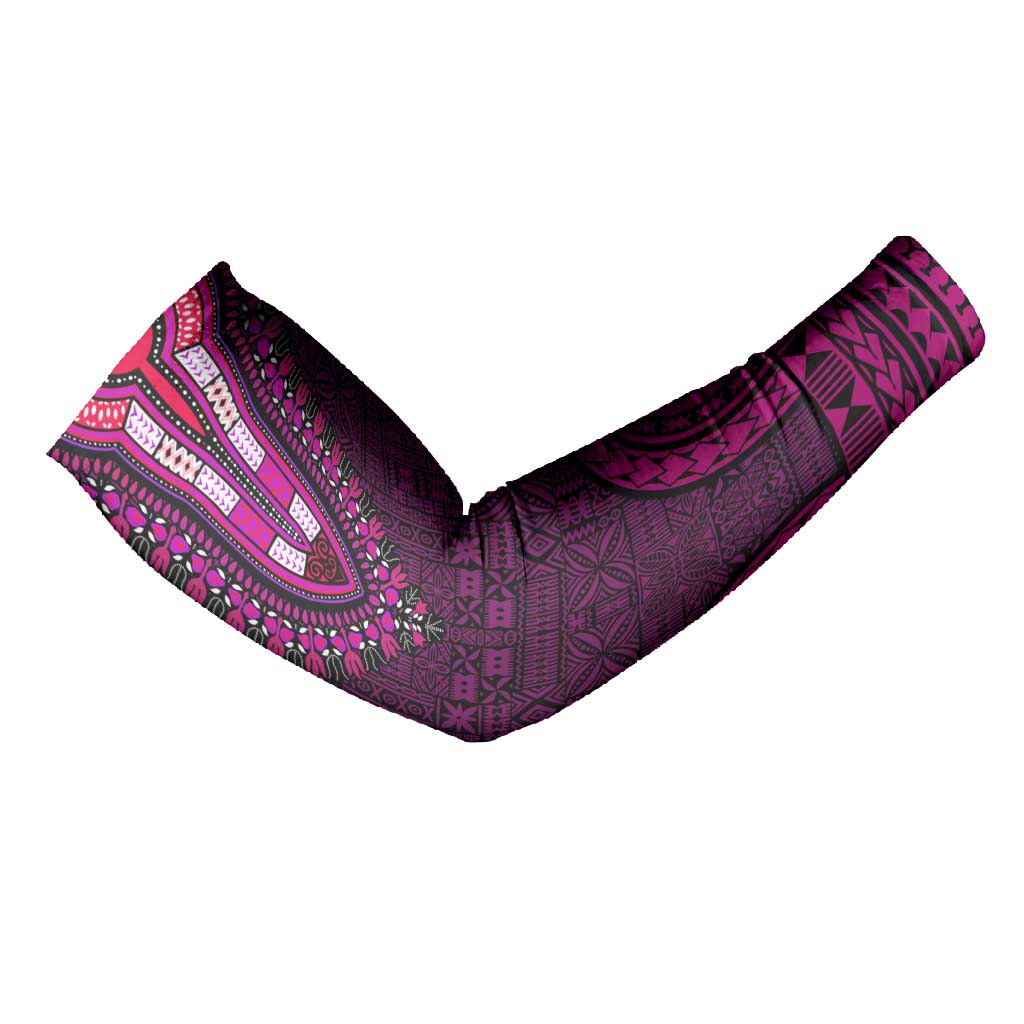 Pink Dashiki and Tapa Pattern Arm Sleeves Africa-Polynesia Together Culture