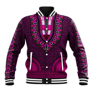 Pink Dashiki and Tapa Pattern Baseball Jacket Africa-Polynesia Together Culture